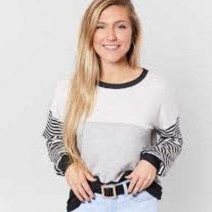 BKE Color Block Drop Shoulder Top